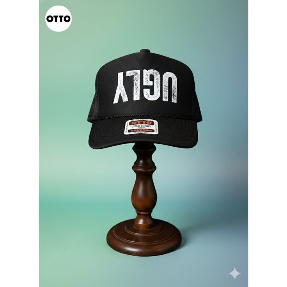 New Otto Black UGLY Adjustable Unisex Trucker Cap Hat OS